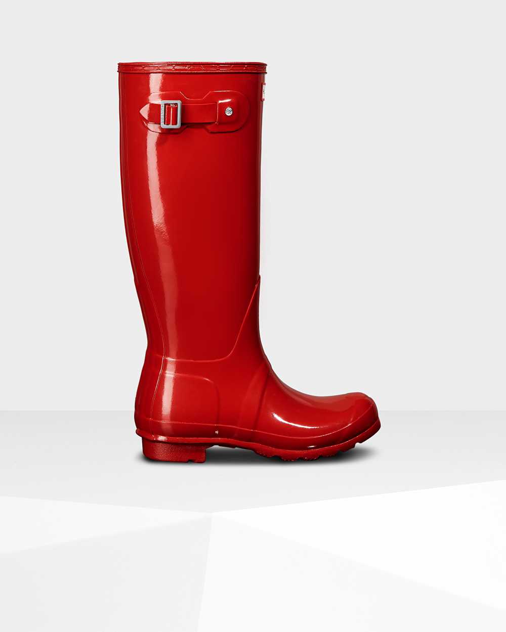 Womens Hunter Original Tall Gloss Rain Boots Red | VWFQKZ-734